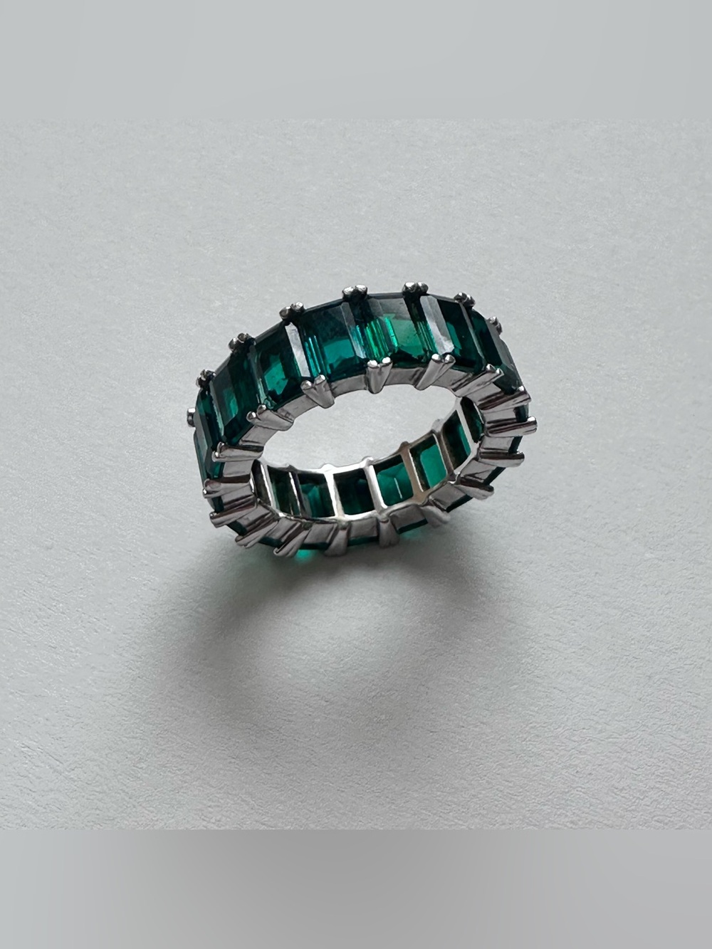 925 Emerald Green Eternity Band Ring  Women Jewelry Size 6